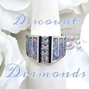 Moissanite & White Lavender Opal Cocktail Ring on 925 Sterling Silver